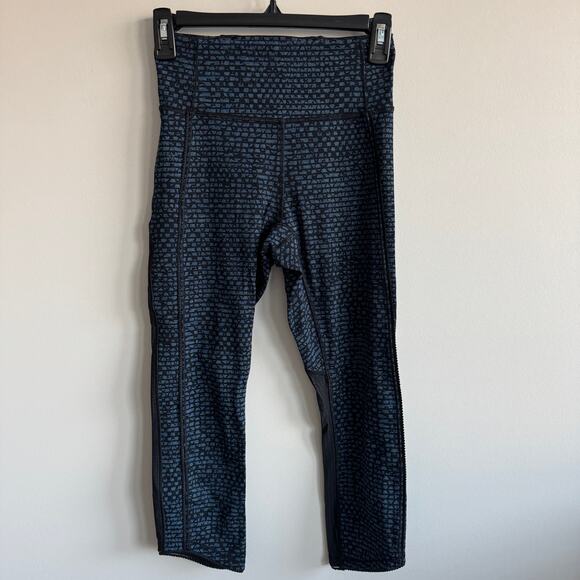 Lululemon Deep Breath Crop Leggings Alberta Lake Teal Shatter Weave Desert 4 - Picture 1 of 9